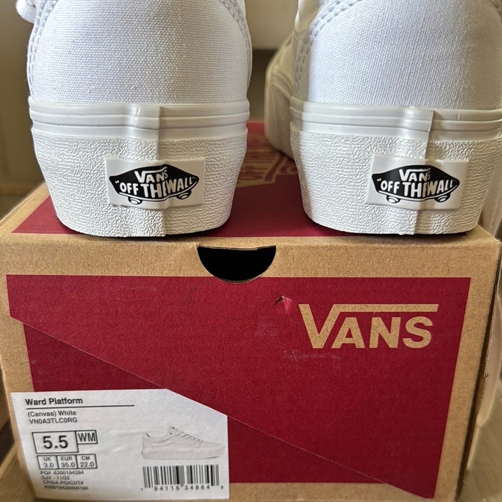 Vans White Canvas Ward Platform Shoes